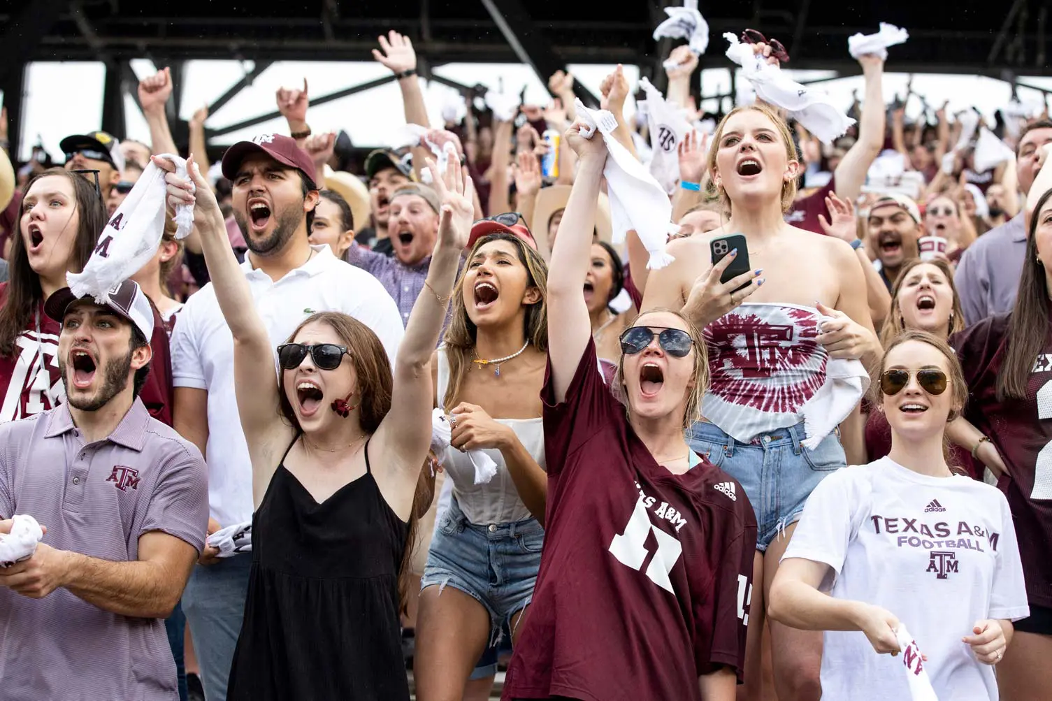 Students in the stands cheering