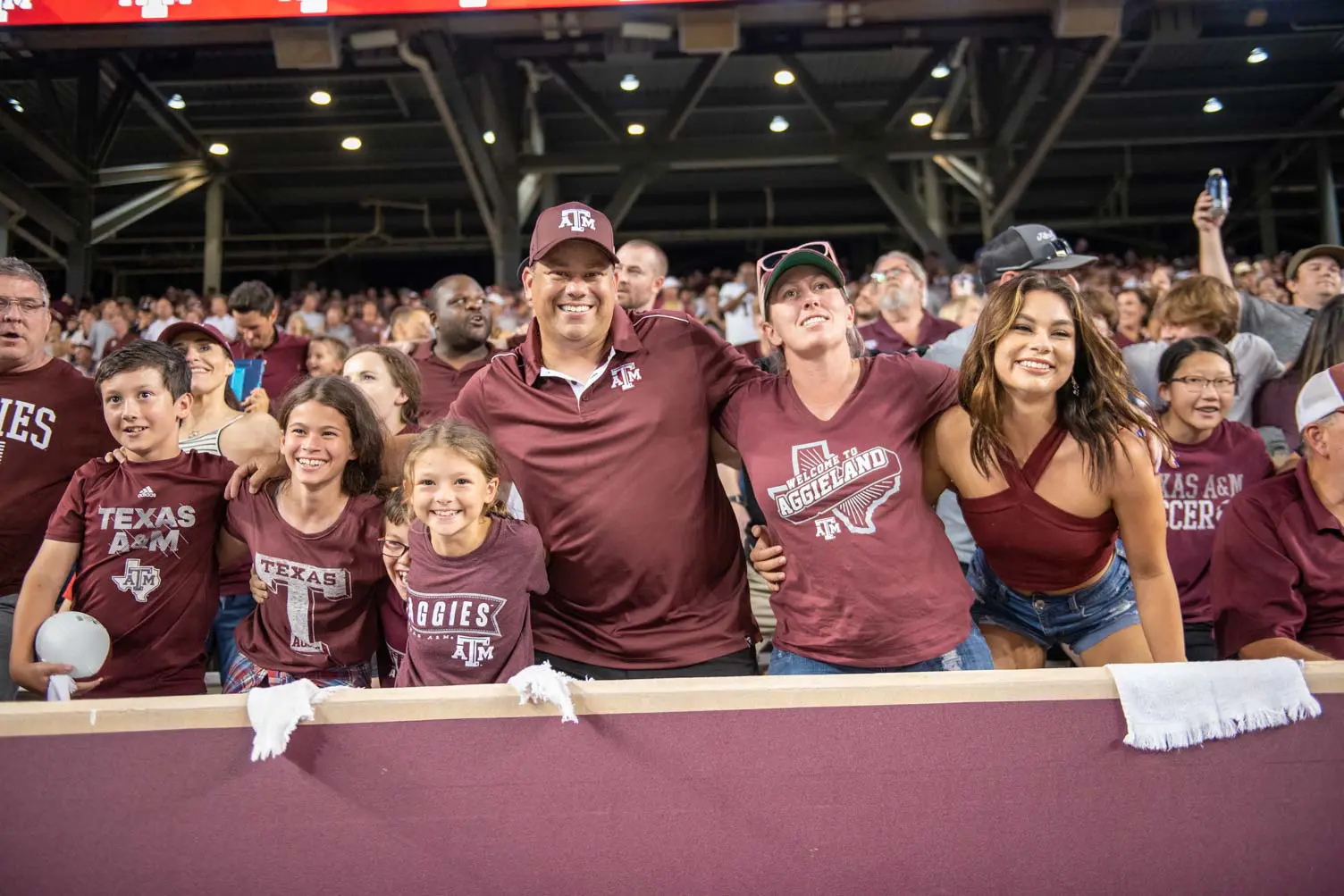 People in the stands cheering